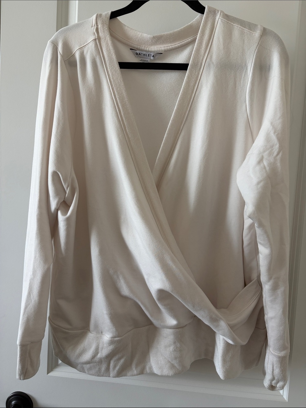 Athleta Cream Wrap-Front Pullover